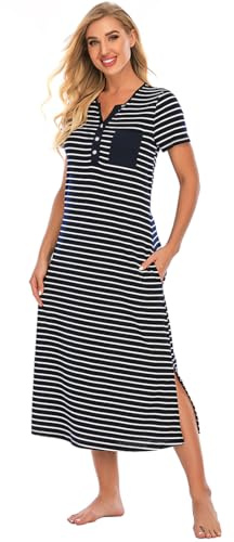 Jlowesun Cotton Long Nightdresses for Women UK Maternity Nightie Nightshirt