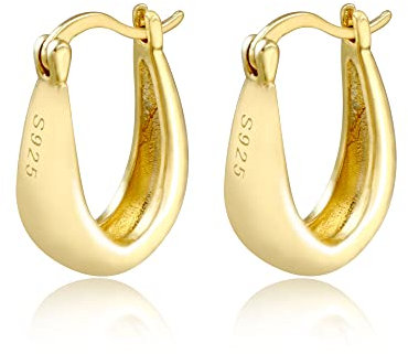 ALEXCRAFT Oval Dicke Creolen Gold klein Ohrringe Vergoldet Hypoallergen 14K Goldene Ohrringe Damen Chunky Gold Hoop Earrings