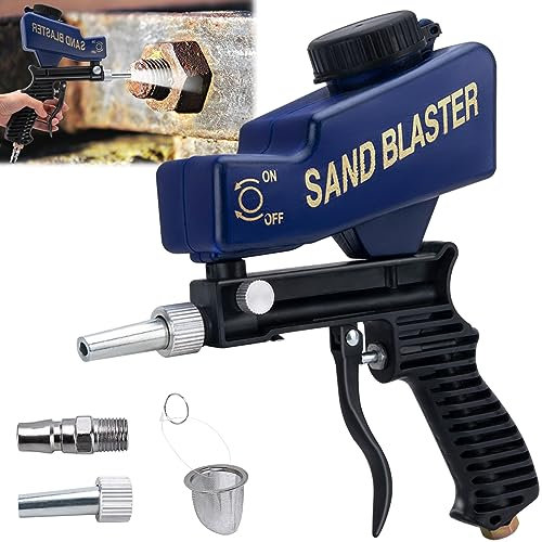 Kit pistola sabbiatrice per compressore d'aria, sabbiatrice manuale per metallo, legno e vetro, sabbiatrice portatile per rimuovere la ruggine pneumatica fino a 120 PSI, macchina per sabbiatura di