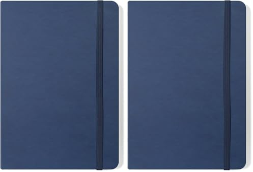 Silvine A5 Executive Hardback Notebook/Journal Blue. 160 Lined Pages of 90gsm Premium Ivory Paper, 197BL (Pack of 2)