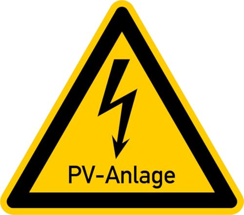 Aufkleber Warnzeichen Photovoltaik „PV Anlage unter Spannung“ Folie ISO 7010 W012 | SL 5-30 cm Made in Germany, Größe: 15 cm