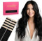 WENNALIFE Tape Extensions Echthaar, 50cm 30g 10 Stück Invisible Tape in Extensions Echthaar, Echthaar Extensions Tape, Haarverlängerung Echthaar, Remy Gerade Haarextension Echthaar #1 Tief Schwarz