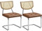 Yaheetech Juego de 2 Sillas de Comedor de Ratán Tejido de Mediados de Siglo Sillas de Cocina Asiento Acolchado Pata de Metal para Cocina Salón Marrón