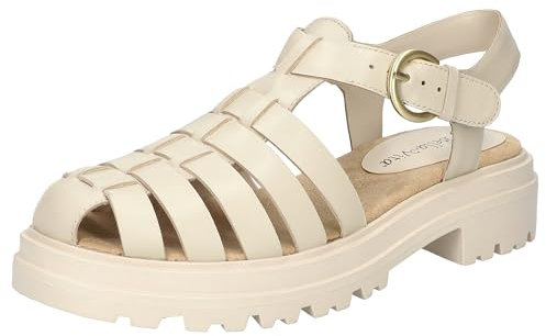 Bella Vita Damen Sinclaire Flache Sandale, Elfenbeinfarbenes Leder, 38 EU Weit