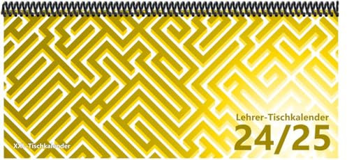 Lehrer - Tischkalender 2024/25: XXL-Tischkalender, Bunt-Kalender Labyrinth gelb 14,5 x 32,5 cm