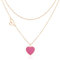 Linawe Hot Pink Heart Pendant Layered Necklaces for Women Trendy, Rose Gold Stainless Steel Choker Layering Necklace Set, Preppy Cute Y2K Jewelry, Gift Valentines Day Anniversary, XL009-FUS-ROS-UK