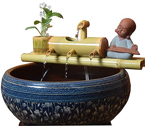 YYUINU Bambou Fontaine avec Pompe à Eau, Décor Jardin Japonais Eau, Zen Fontaine d'eau Décoration, Piscine Fish Tank Circulating Fontaine d'eau, Ornements en céramique,30CM