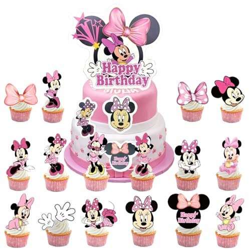 Minnie Tortendeko, 17Pcs Mickey Tortendeko, Mini Kuchen Deko, Tortendeko Mickey, Minnie Cake Decoration, Minnie Cake Topper, Happy Birthday Cake Decoration, Cartoon Minnie Mickey Tortenaufsatz