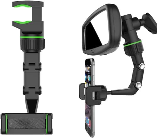 JAlanlan Support de téléphone Portable pour Voiture rétroviseur, 360 degrés Rotatif rétractable et Multifonctionnel GPS Socle Accessoire Porte Telephone Voiture Fonctionne avec Tous Les Smartphones