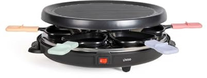 Livoo - Appareil à raclette 6 personnes DOC207P – 800W, plateau grill amovible, 29x29 cm, accessoires inclus
