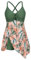 Hanna Nikole Maillot de bain femme grande taille Sexe avant Trou de serrure ventre plat une pièce Robe de bain avec pantalon Maillots de bain Maillots de bain pour femmes, Fleurs roses et vert olive,