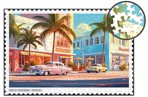 Milliwood Hello Traveler Köstliches Puzzle - Großartige Unterhaltung für die ganze Familie - Unregelmäßig geformtes Puzzle - Havana - 51x34cm - 500 Elemente