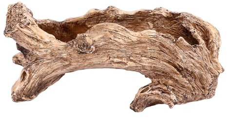 Pwshymi Fioriera Artificiale in Legno, Rustic Planter Vaso per Piante Grasse in Finto Legno con Foro di Drenaggio per Giardino