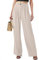 Joligiao Pantalon Cargo pour Femmes Pantalon Jambe Droite Palazzo Pantalon Taille Haute Pantalon Fluide Pantalon Ample Décontracté Chic et Elegant Pantalon Plissé avec Poches Casual(Beige,L)
