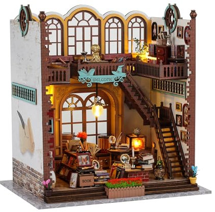 suruim Kit de coin de livre de ruelle en diagone en bois, support d'étagère, insertion, bricolage, décoration, modèle, kit de construction, accessoires de livres (Magic 1)