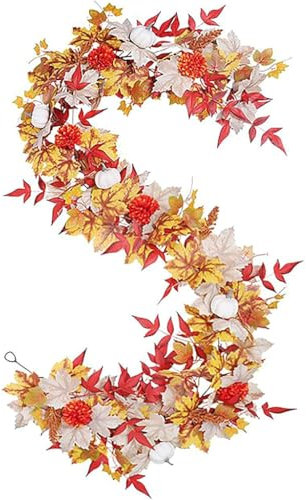 OZLMBERN Weihnachtskranz Herbst Rose Kürbis Rebe Erntefest Reissimulation Ahornblatt Dekoration Halloween Rebe