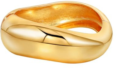 MILAKOO Huge Wide Wire Chunky Cuff Bracelet Trendy Irregular Gold Cuff Bangle Twisted Hinged Statement Jewelry