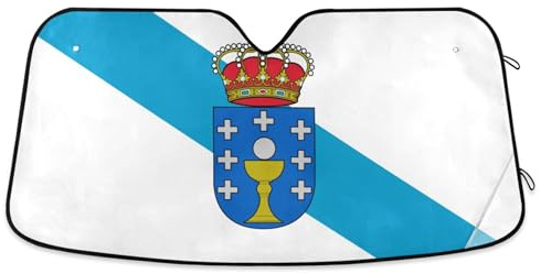 Parasol para parabrisas de coche, diseño de bandera de Galicia, divertido, retráctil, plegable, para ventanas delanteras de automóvil, S, 53 x 23.5 pulgadas