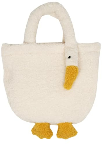 BESPORTBLE Beige Plüschganstasche mit Weichem Polyester und Ausreichendem Fassungsvermögen Leichte und Flauschige Damenhandtasche für Schule und Shopping