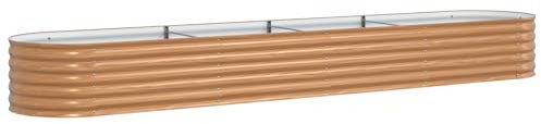 vidaXL Hochbeet in Braun im Holzlook, 400 x 80 x 44 cm, aus Stahl. Kompakt und robust, ideal für Outdoor und Indoor. Perfekt für Gemüse, Blumen und Kräuter auf der Terrasse oder im Garten.
