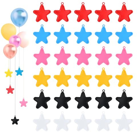 30 Pièces Contrepoids pour Ballons, Ballons Colorés en Forme d'Étoile, Poids de Ballon en Plastique Décoration pour Mariage, Anniversaire, Fête
