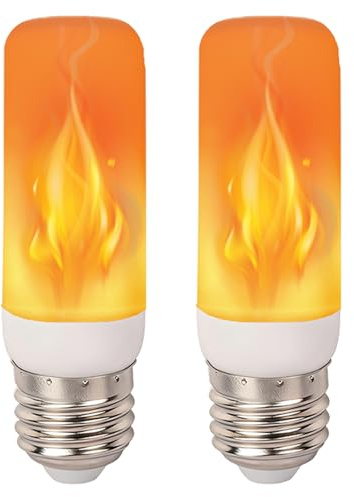 2Pcs 3W E27 LED Flame Light Bulb, Decorative Flickering Fire Lights Bulb | LED Realistic Fake Effect Flame Lamp 4 Lighting Modes for Party, Dancing, Garden Indoor Outdoor Party Decorative