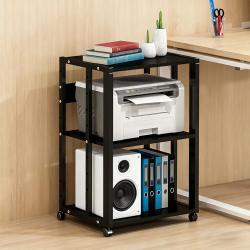 SOFACHEN Phono Rack Plattenspieler Ständer TV Regal, Multifunktionales Ablageregal mit Verstellbaren Ablage, Center Schallplattenständer für Plattenspieler, Stereo-Receiver(Style 2)