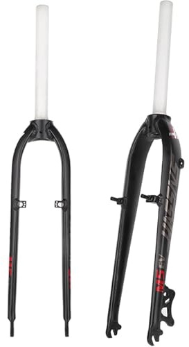 KUNYOS 26/27 Starre MTB-Fahrradgabel, 5 Zoll, 1-1/8 Zoll Superleichte Aluminium-Fahrradgabel, Disc/V-Bremse, Schnellspanner Alu-MTB-Gabel,Rot,26inch