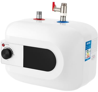 Mini calentador de agua instantáneo Calentador de agua de 6 l con LED 1500 W pequeño calentador de agua instantáneo, calentador de agua eléctrico 30-65 °C agua caliente de montaje en pared