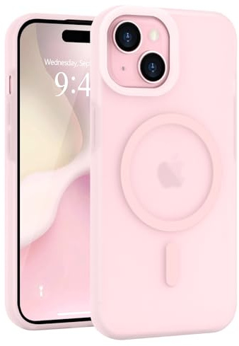 Micoden for iPhone 15 Case Silicone Clear Compatible with Magsafe | Soft Skin-feel Translucent Matte,Raised Camera Shockproof Protective,Cute Slim Magnetic Cover for Men Women-Pink