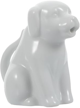 SEWACC Mini Ceramic Milk Pitcher 40Ml with Handle White Dog Design Small Milk Jug for Home Coffee and Tea Serving