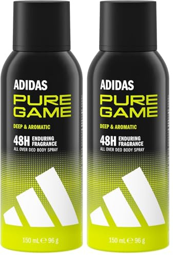 adidas Pure Game Deodorant Spray Anti-Transpirant, Aromatischer Duft, langanhaltender Duft, vegane Formel (Packung mit 2)