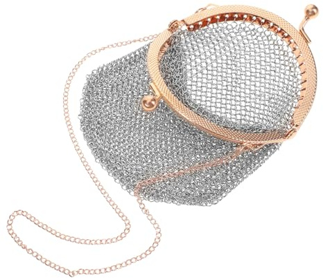 MUCKLILY Porte-Monnaie Vintage en Maille Métallique Doré, Fermoir Classique | Acier Inoxydable, Style Victorien Rétro, Mini Pochette Compacte, Organisation Pratique, pour Femmes en Voyage