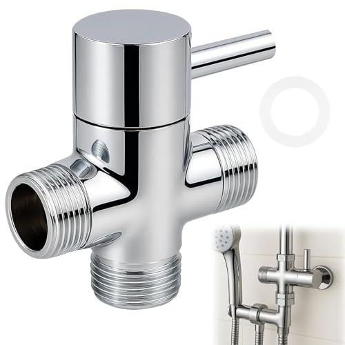 LgCiXli Inverseur de Douche 3 Voies en Laiton | Adaptateur en T G1/2 pour Colonne de Douche | Robinet d'Arrêt Haute Pression et Anti-Corrosion | Finition Chrome Poli Miroir