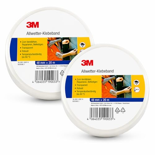 3M Nastro adesivo trasparente per tutte le stagioni, 48 mm x 20 m, robusto nastro di riparazione per rinforzare, riparare e fissare, resistente alle intemperie, resistente a temperature fino a 60 °C
