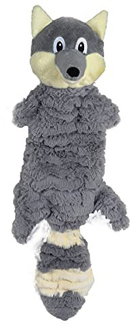 Snuggle Puppy Tender Tuffs - Water Bottle Cruncher with Puncture Resistant Squeaker - Gray Fox Bottle Cover Dog Toy