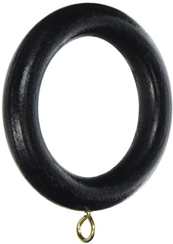 Merriway BH05958 (10 Pcs) Wooden Curtain Drapery Pole Rod Rings with Screw Eye, Inner Diameter 45 mm (1.3/4 Inch) Outer Diameter 64 mm (2.1/2 Inch), Black - Pack of 10 Pieces