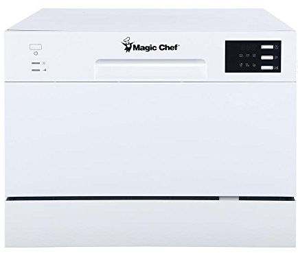 Magic Chef Compact Countertop Dishwasher, Portable Mini Dish Washing Machine for Kitchen Counter, 6 Plate Washer Capacity, White