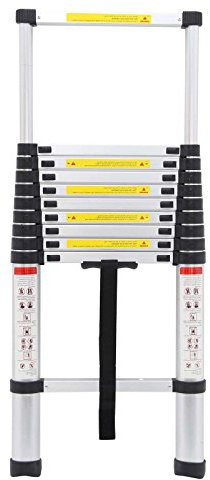 10.5Ft 3.2M Extendable Alminium Ladders Telescopic Folding Extending Portable 11 Steps Loft Extension Ladder DIY Multi Purpose Ladder UK Stock