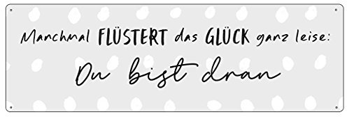 Interluxe Metallschild Blechschild MANCHMAL FLÜSTERT DAS GLÜCK Glücksbringer Geschenk