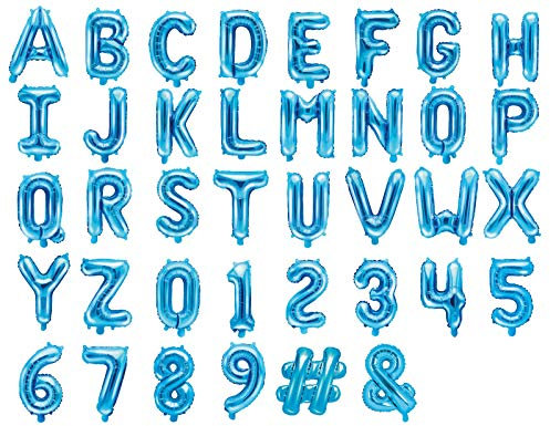 DaLoKu Folienballon Buchstaben Zahl 35cm Luftballon Geburtstag Hochzeit Babyparty Silvester Dekoration, Farbe: Blau, Größe: Buchstabe - X