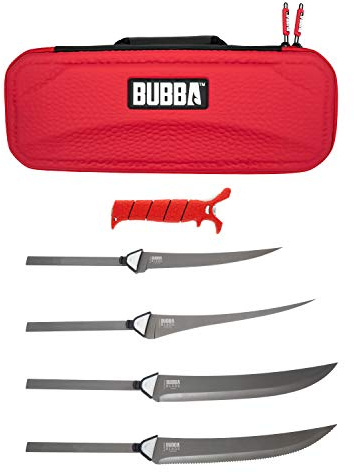 BUBBA Multi-Flex Wechselklinge, mit rutschfestem Griff, 4 Ti-Nitrid S.S. beschichtete Antihaftklingen und Etui zum Angeln