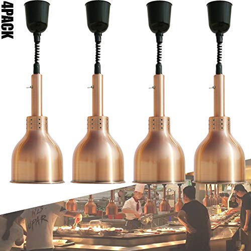 Infrarot Wärmelampe, Lebensmittel Wärmelampe, Infrarot-Lampen Warmhaltelampe, Speisenwärmer Lampe for Küche und Buffet, Buffetlampe Pendelleucht Metall, 4-pack