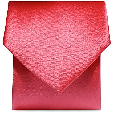 Rael-Brook Herren Satin Krawatte, Korallenrot, Slim