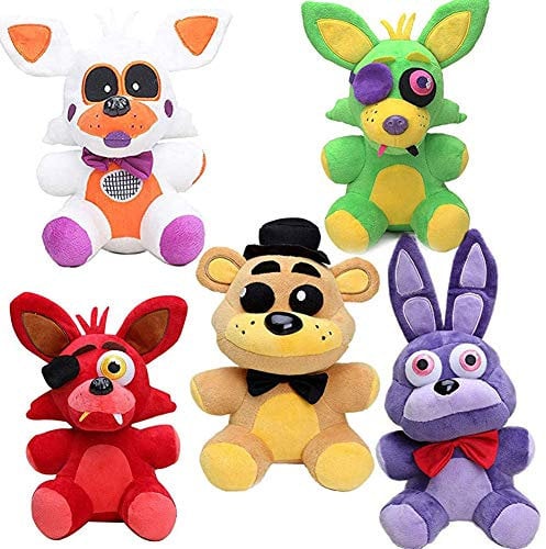 Zhongkaihua Lolbit + Green Foxy der Pirat + Fazbear + Nightmare Bonnie Set Fnaf Plüschtiere Fnaf Toys Sister Location für Kinder Weihnachten Neujahr Geburtstag Geschenk
