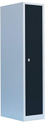 Lüllmann Spind komplett montiert Garderobenschrank Stahlschrank Metallschrank Kleiderspind 1800 x 315 x 500 mm Lichtgrau/Anthrazit Grau