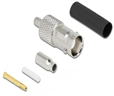 Delock BNC Buchse zum Crimpen RG-174 / RG-316 mit passendem Schrumpfschlauch