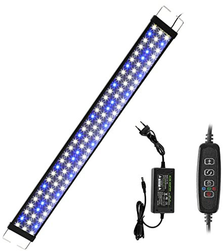 EINFEBEN Iluminación LED para acuarios, luz blanca azul 25W con soporte ajustable para acuarios de 90cm-110cm