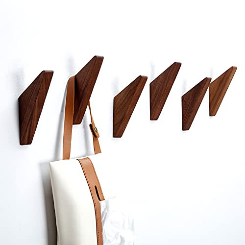 Coat hook Black Walnut hanger (6 pce) Clothes hook/hat hook/wood products/creative wall hook/decorative wall hook hanging (Walnut 6 HOOK)