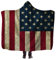 Goodbath Decke mit Kapuze, USA-Flagge, Amreikanische Flagge, Fleede, Überwurfdecke für Couch, Sofa, Bett, 152,4 x 127 cm, Vintage Rot / Blau